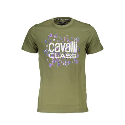 CAVALLI CLASS GREEN COTTON MEN T-SHIRT