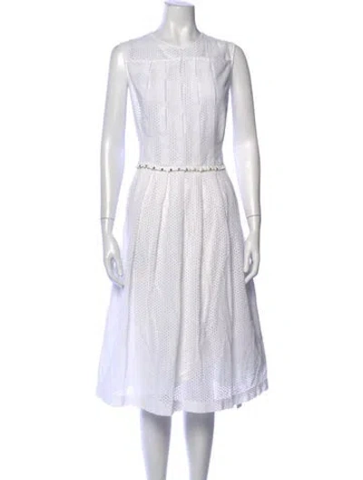 Pre-owned Cavalli Class Lace Pattern Midi Length Dress In White