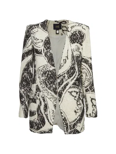 Pre-owned Cavalli Class Lace Tailored Blazer In Neutral