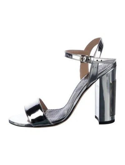 Pre-owned Cavalli Class Leather Sandals In Silver