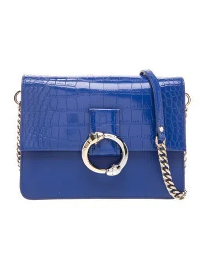 Pre-owned Cavalli Class Leather Shoulder Bag In Blue