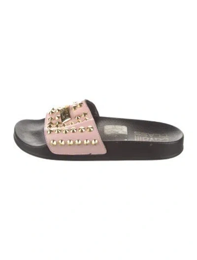Pre-owned Cavalli Class Leather Slides In Brown