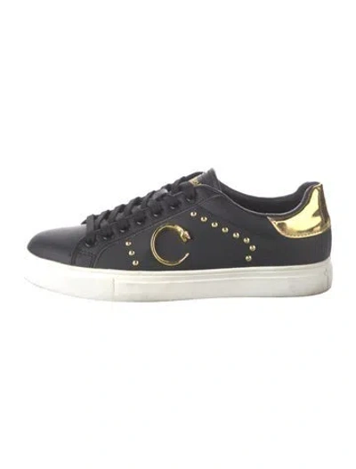 Pre-owned Cavalli Class Leather Sneakers In Black/metallic