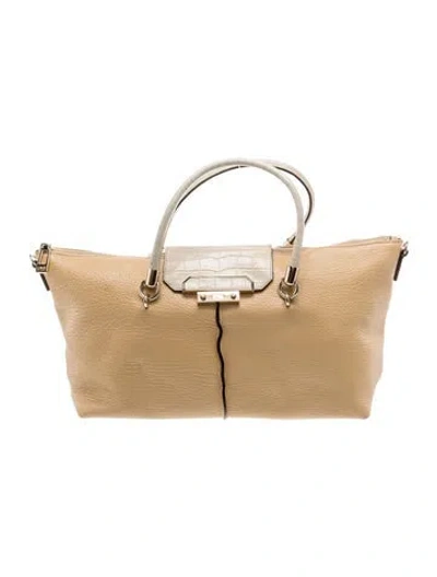 Pre-owned Cavalli Class Leather Top Handle Bag In Neutral