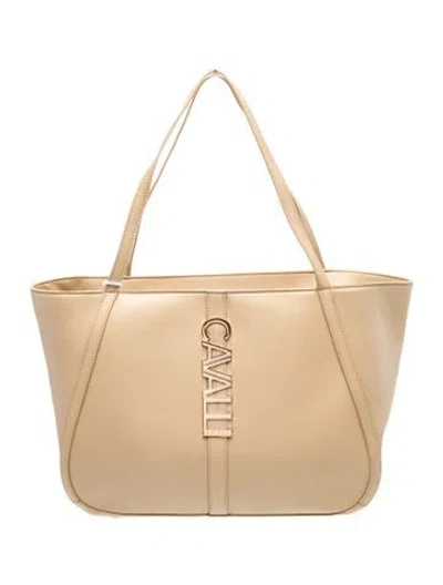 Pre-owned Cavalli Class Leather Tote W/ Tags In Neutrals