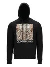 Cavalli Class Leopard-print Hoodie In Black