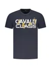 Cavalli Class Leopard-print Logo T-shirt In Blue