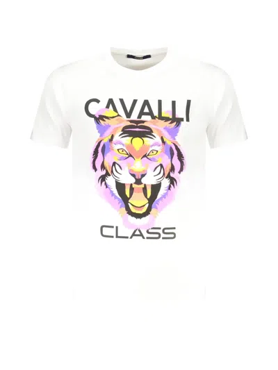Cavalli Class Lion-head Graphic-print T-shirt In White