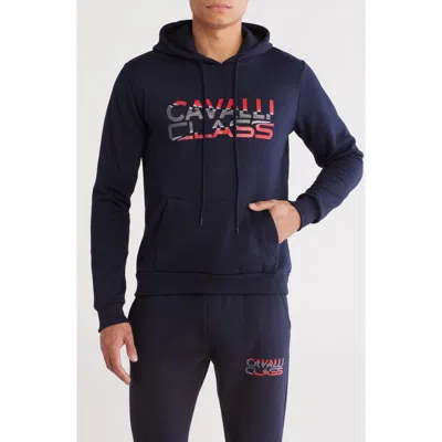 Cavalli Class Logo Graphic Hoodie In Navy