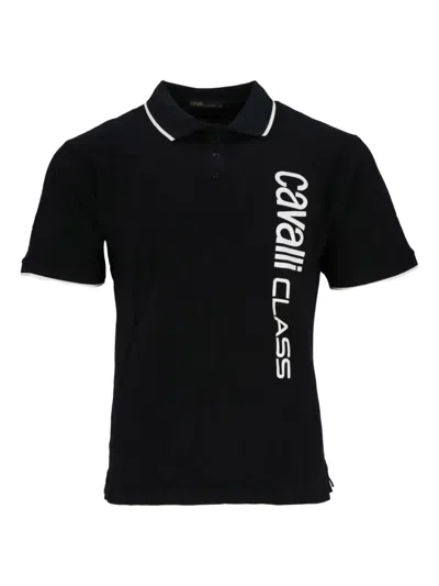 Cavalli Class Logo-print Polo Shirt In Black