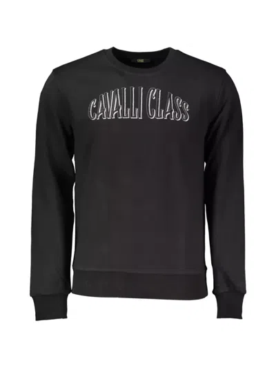 Cavalli Class Logo-embroidered Crew-neck Sweatshirt In Black