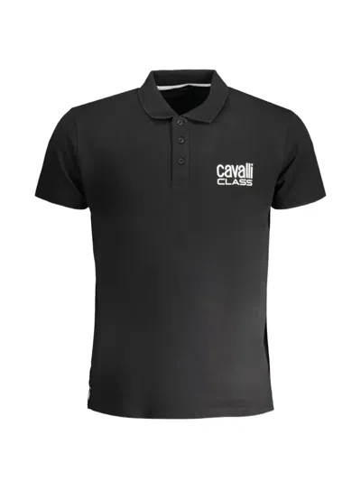 Cavalli Class Logo-embroidered Polo Shirt In Black