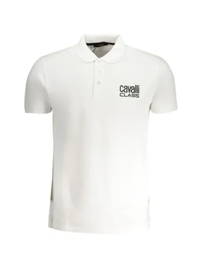 Cavalli Class Logo-embroidered Polo Shirt In White