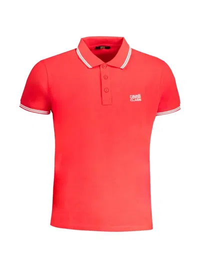 Cavalli Class Logo-embroidered Tipped Polo Shirt In Red