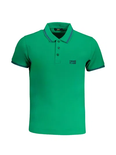 Cavalli Class Logo-embroidery Tipped Polo Shirt In Green