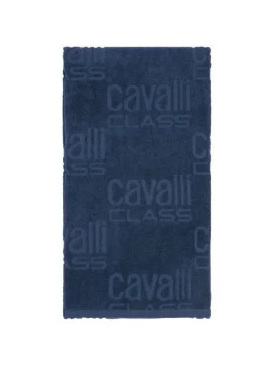 Cavalli Class Logo-jacquard Beach Towel In Blue