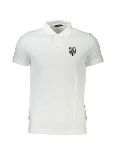 Cavalli Class Logo-patch Cotton Polo Shirt In White