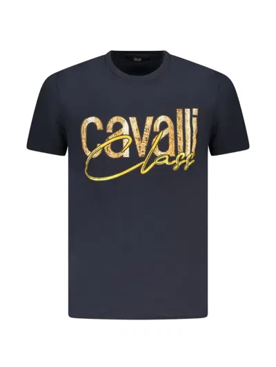 Cavalli Class Logo-print Cotton T-shirt In Blue