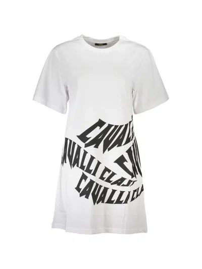 Cavalli Class Logo-print Mini Dress In White