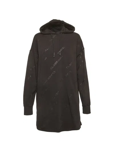 Pre-owned Cavalli Class Logo-print Oversized Hoodie In Black