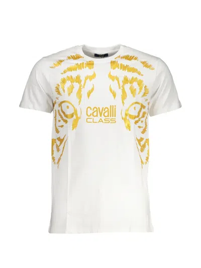 Cavalli Class Bianco Cotton Men T-shirt In White