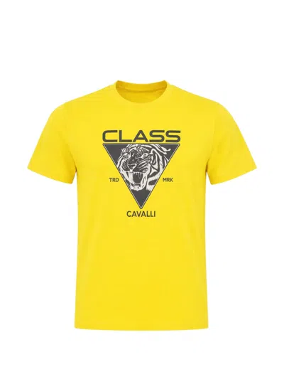 Cavalli Class Logo-print T-shirt In Yellow
