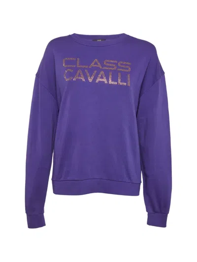 Pre-owned Cavalli Class Logo-studded Sweatshirt In Purple