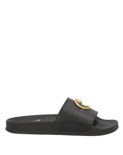 Cavalli Class Man Sandals Black Size 9 Calfskin