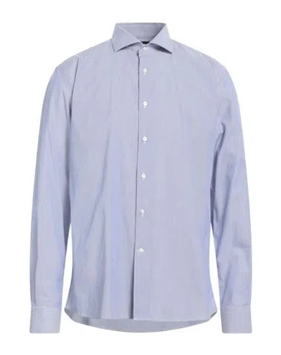 Cavalli Class Man Shirt Navy Size 17 ½ Cotton In Blue