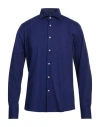 Cavalli Class Man Shirt Navy Size 17 ½ Cotton, Elastane In Blue