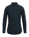 Cavalli Class Man Shirt Navy Size 17 ½ Cotton, Elastane In Navy Blue