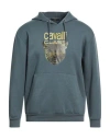 Cavalli Class Man Sweatshirt Grey Size M Polyester, Cotton In Green
