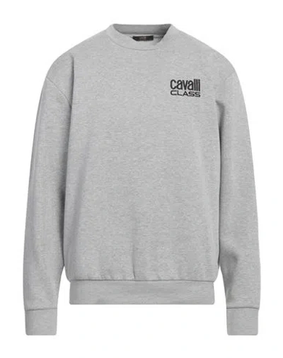 Cavalli Class Man Sweatshirt Grey Size L Polyester, Cotton