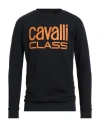 Cavalli Class Man Sweatshirt Midnight Blue Size L Cotton, Polyester In Black