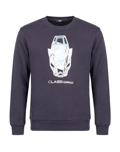 Cavalli Class Man Sweatshirt Midnight Blue Size S Cotton