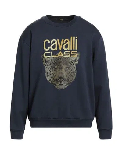 Cavalli Class Man Sweatshirt Navy Size Xl Polyester, Cotton