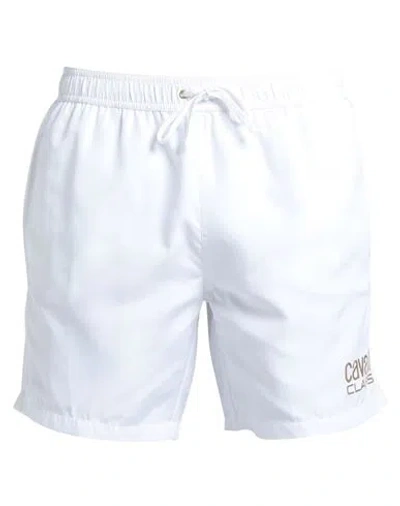 Cavalli Class Man Swim Trunks White Size S Polyester, Elastane