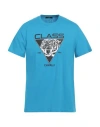 Cavalli Class Man T-shirt Azure Size Xxl Cotton In Blue