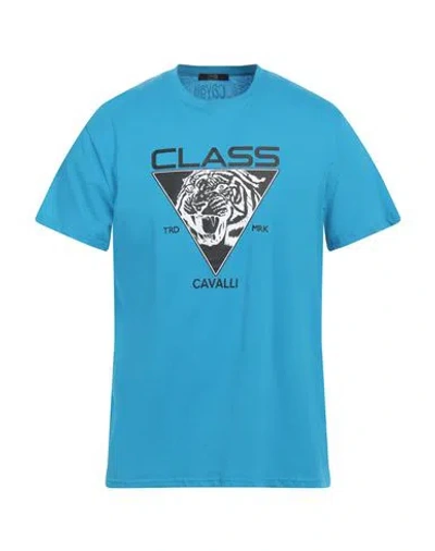 Cavalli Class Man T-shirt Azure Size Xxl Cotton In Blue