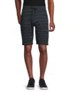 Cavalli Class Men's Flat Front Print Shorts In Blue