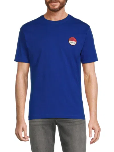 Cavalli Class Men's Logo Crewneck Tshirt In Blue