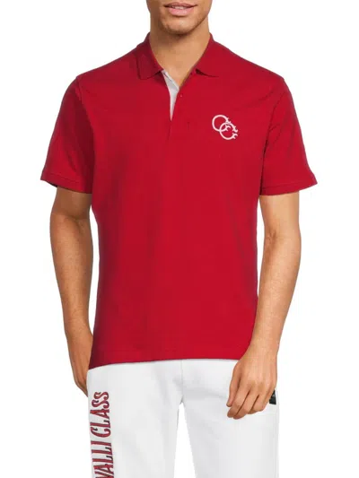 Cavalli Class Men's Logo Embroidery Polo In Red