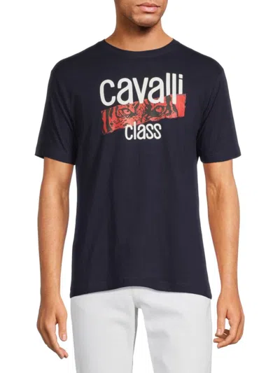 Cavalli Class Men's Logo Graphic Tee In Navy