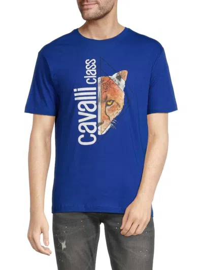 Cavalli Class Men's Logo T-shirt In Blue