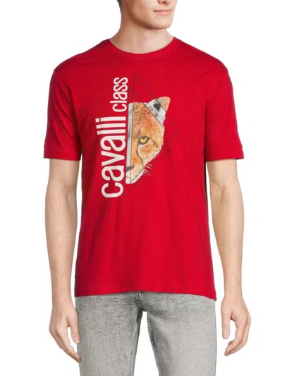 Cavalli Class Men's Logo T-shirt In Red
