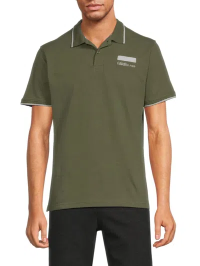 Cavalli Class Men's Logo Tipped Polo In Army Green
