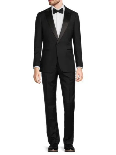 Cavalli Class Men's Slim Fit Super 120s Wool Tuxedo Suit In Black