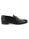 CAVALLI CLASS MEN'S WOVEN-EMBOSSED LEATHER BIT LOAFERS