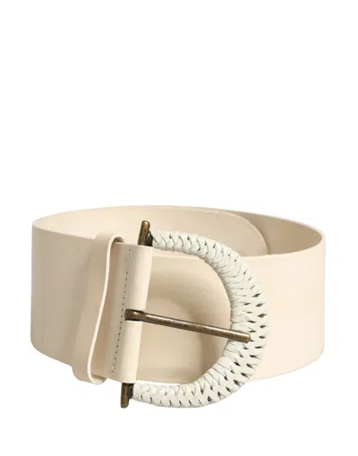 Pre-owned Cavalli Class Off White Leather Waist Women Cintura Buckle Women's Belt ()