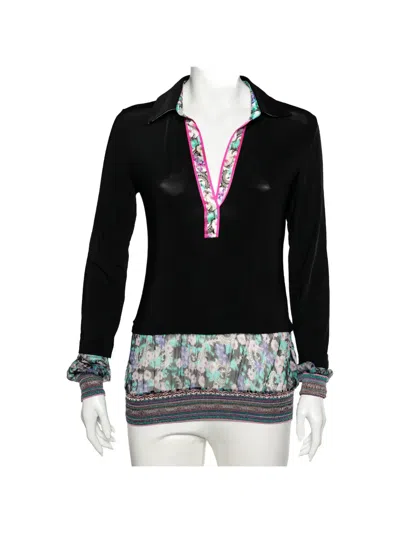 Pre-owned Cavalli Class Paneled Jersey Top In Black